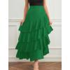 image:imagechouyatou Womens Elegant Irregular Ruffle Hem Skirt Party Tiered Layered Maxi Long SkirtGreen