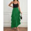 image:imagechouyatou Womens Elegant Irregular Ruffle Hem Skirt Party Tiered Layered Maxi Long SkirtGreen
