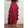 image:imagechouyatou Womens Elegant Irregular Ruffle Hem Skirt Party Tiered Layered Maxi Long SkirtRed