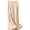 image:imagechouyatou Womens Fall Elastic High Waist Midi Rib Knit Skirt Office Work Bodycon Sweater Pencil SkirtApricot