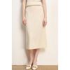 image:imagechouyatou Womens Fall Elastic High Waist Midi Rib Knit Skirt Office Work Bodycon Sweater Pencil SkirtBeige
