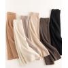 image:imagechouyatou Womens Fall Elastic High Waist Midi Rib Knit Skirt Office Work Bodycon Sweater Pencil SkirtBlack