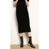 image:imagechouyatou Womens Fall Elastic High Waist Midi Rib Knit Skirt Office Work Bodycon Sweater Pencil SkirtBlack