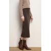 image:imagechouyatou Womens Fall Elastic High Waist Midi Rib Knit Skirt Office Work Bodycon Sweater Pencil SkirtBrown