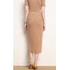 image:imagechouyatou Womens Fall Elastic High Waist Midi Rib Knit Skirt Office Work Bodycon Sweater Pencil SkirtCamel