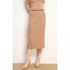 image:imagechouyatou Womens Fall Elastic High Waist Midi Rib Knit Skirt Office Work Bodycon Sweater Pencil SkirtCamel