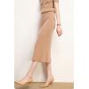 image:imagechouyatou Womens Fall Elastic High Waist Midi Rib Knit Skirt Office Work Bodycon Sweater Pencil SkirtCamel