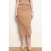 image:imagechouyatou Womens Fall Elastic High Waist Midi Rib Knit Skirt Office Work Bodycon Sweater Pencil SkirtCamel