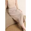 image:imagechouyatou Womens Fall Elastic High Waist Midi Rib Knit Skirt Office Work Bodycon Sweater Pencil SkirtOatmeal