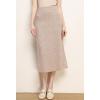 image:imagechouyatou Womens Fall Elastic High Waist Midi Rib Knit Skirt Office Work Bodycon Sweater Pencil SkirtOatmeal