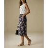 image:imagechouyatou Womens Floral Print Denim Midi Long Skirt Business Casual High Waisted A Line Jean Skirt with PocketsBlack