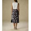 image:imagechouyatou Womens Floral Print Denim Midi Long Skirt Business Casual High Waisted A Line Jean Skirt with PocketsBlack
