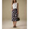image:imagechouyatou Womens Floral Print Denim Midi Long Skirt Business Casual High Waisted A Line Jean Skirt with PocketsBlack