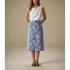 image:imagechouyatou Womens Floral Print Denim Midi Long Skirt Business Casual High Waisted A Line Jean Skirt with PocketsBlue