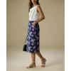 image:imagechouyatou Womens Floral Print Denim Midi Long Skirt Business Casual High Waisted A Line Jean Skirt with PocketsDark Blue