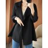 image:imagechouyatou Womens Notch Lapel Wool Coat Loose Fit Dressy Business Casual Trench Coat Outerwear with BeltBlack