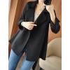 image:imagechouyatou Womens Notch Lapel Wool Coat Loose Fit Dressy Business Casual Trench Coat Outerwear with BeltBlack