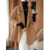 image:imagechouyatou Womens Notch Lapel Wool Coat Loose Fit Dressy Business Casual Trench Coat Outerwear with BeltCamel