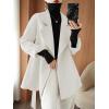image:imagechouyatou Womens Notch Lapel Wool Coat Loose Fit Dressy Business Casual Trench Coat Outerwear with BeltWhite