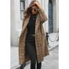 image:imagechouyatou Womens Plaid Double Breasted Mid Long Wool Coat Notch Lapel Wool Blend Pea Coat Overcoat with PocketsBrown