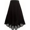 image:imagechouyatou Womens Plain Hollow Out Eyelet Boho Skirt Asymmetrical High Low Hem Business Casual Midi Long SkirtBlack