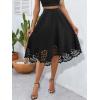 image:imagechouyatou Womens Plain Hollow Out Eyelet Boho Skirt Asymmetrical High Low Hem Business Casual Midi Long SkirtBlack