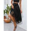 image:imagechouyatou Womens Plain Hollow Out Eyelet Boho Skirt Asymmetrical High Low Hem Business Casual Midi Long SkirtBlack