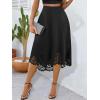 image:imagechouyatou Womens Plain Hollow Out Eyelet Boho Skirt Asymmetrical High Low Hem Business Casual Midi Long SkirtBlack