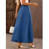 image:imagechouyatou Womens Retro Button Front Denim Maxi Skirt High Waisted A Line Pleated Long Jean SkirtDark Blue