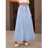 image:imagechouyatou Womens Retro Button Front Denim Maxi Skirt High Waisted A Line Pleated Long Jean SkirtLight Blue