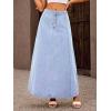 image:imagechouyatou Womens Retro Button Front Denim Maxi Skirt High Waisted A Line Pleated Long Jean SkirtLight Blue
