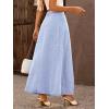 image:imagechouyatou Womens Retro Button Front Denim Maxi Skirt High Waisted A Line Pleated Long Jean SkirtLight Blue
