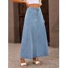 image:imagechouyatou Womens Retro Button Front Denim Maxi Skirt High Waisted A Line Pleated Long Jean SkirtMedium Blue