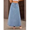 image:imagechouyatou Womens Retro Button Front Denim Maxi Skirt High Waisted A Line Pleated Long Jean SkirtMedium Blue