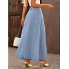 image:imagechouyatou Womens Retro Button Front Denim Maxi Skirt High Waisted A Line Pleated Long Jean SkirtMedium Blue