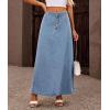 image:imagechouyatou Womens Retro Button Front Denim Maxi Skirt High Waisted A Line Pleated Long Jean SkirtMedium Blue