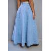 image:imagechouyatou Womens Retro Denim Skirt High Waist A Line Flare Maxi Long Jean Skirt with BeltBlue