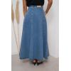 image:imagechouyatou Womens Retro Denim Skirt High Waist A Line Flare Maxi Long Jean Skirt with BeltDark Blue