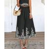 image:imagechouyatou Womens Retro Floral Embroidery Midi Long Skirt Back Elastic Waist Pleated ALine Skirt with PocketsBlack