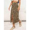image:imagechouyatou Womens Retro Leopard Print Long Denim Bodycon High Waist Skirt Split Front Jean Pencil SkirtClassic Leopard