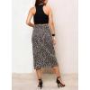 image:imagechouyatou Womens Retro Leopard Print Long Denim Bodycon High Waist Skirt Split Front Jean Pencil SkirtGrey Leopard