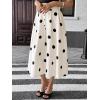 image:imagechouyatou Womens Retro Polka Dot Pleated Skirt High Elastic Waist Flowy Swing Party Midi Long Skirt with PocketsApricot