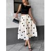 image:imagechouyatou Womens Retro Polka Dot Pleated Skirt High Elastic Waist Flowy Swing Party Midi Long Skirt with PocketsApricot