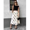 image:imagechouyatou Womens Retro Polka Dot Pleated Skirt High Elastic Waist Flowy Swing Party Midi Long Skirt with PocketsApricot