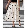 image:imagechouyatou Womens Retro Polka Dot Pleated Skirt High Elastic Waist Flowy Swing Party Midi Long Skirt with PocketsApricot