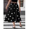 image:imagechouyatou Womens Retro Polka Dot Pleated Skirt High Elastic Waist Flowy Swing Party Midi Long Skirt with PocketsBlack