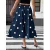image:imagechouyatou Womens Retro Polka Dot Pleated Skirt High Elastic Waist Flowy Swing Party Midi Long Skirt with PocketsNavy