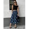 image:imagechouyatou Womens Retro Polka Dot Pleated Skirt High Elastic Waist Flowy Swing Party Midi Long Skirt with PocketsNavy