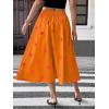 image:imagechouyatou Womens Retro Polka Dot Pleated Skirt High Elastic Waist Flowy Swing Party Midi Long Skirt with PocketsOrange
