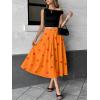 image:imagechouyatou Womens Retro Polka Dot Pleated Skirt High Elastic Waist Flowy Swing Party Midi Long Skirt with PocketsOrange
